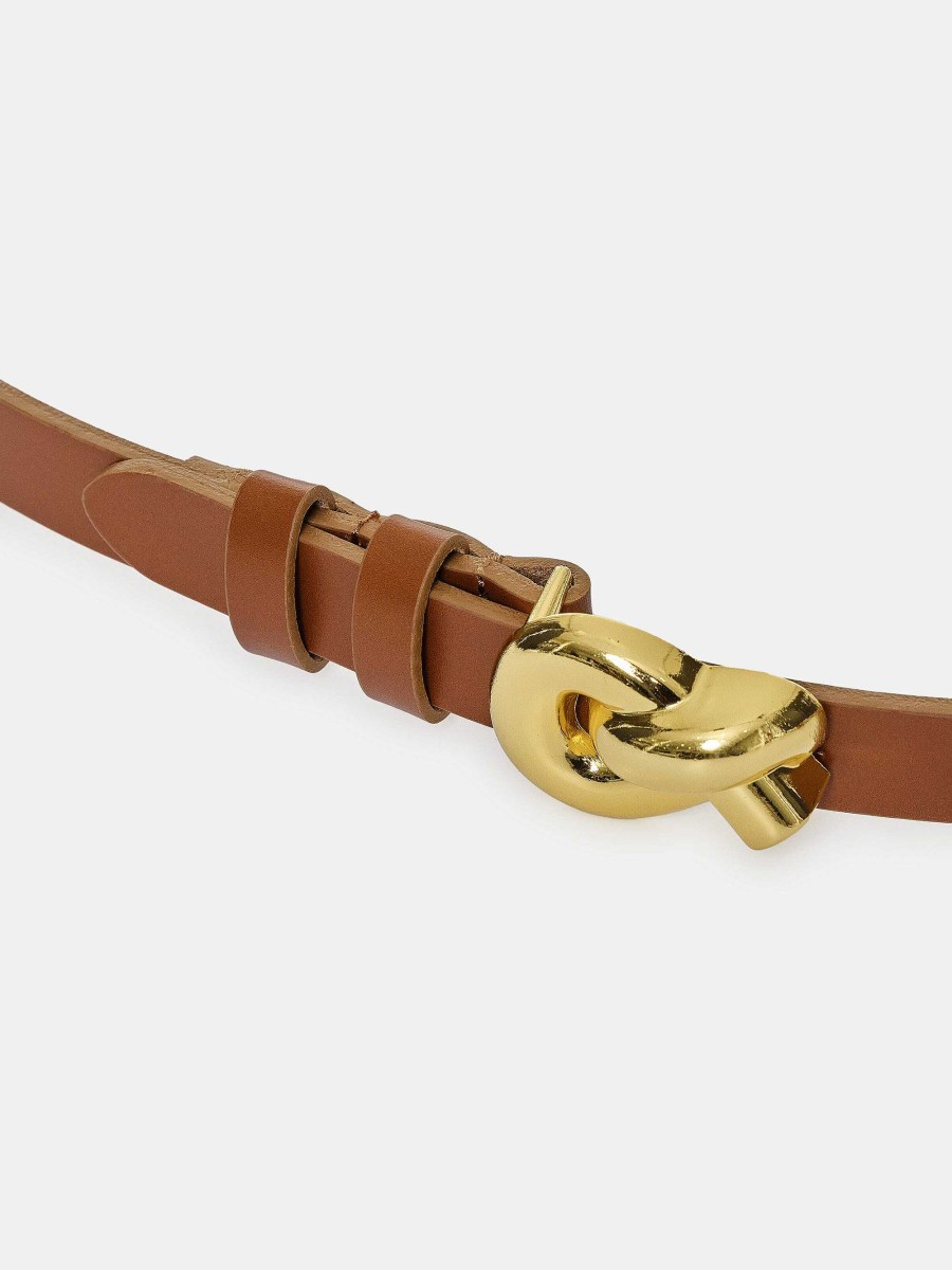 Source Unknown Twisted Knot Buckle Belt, Camel