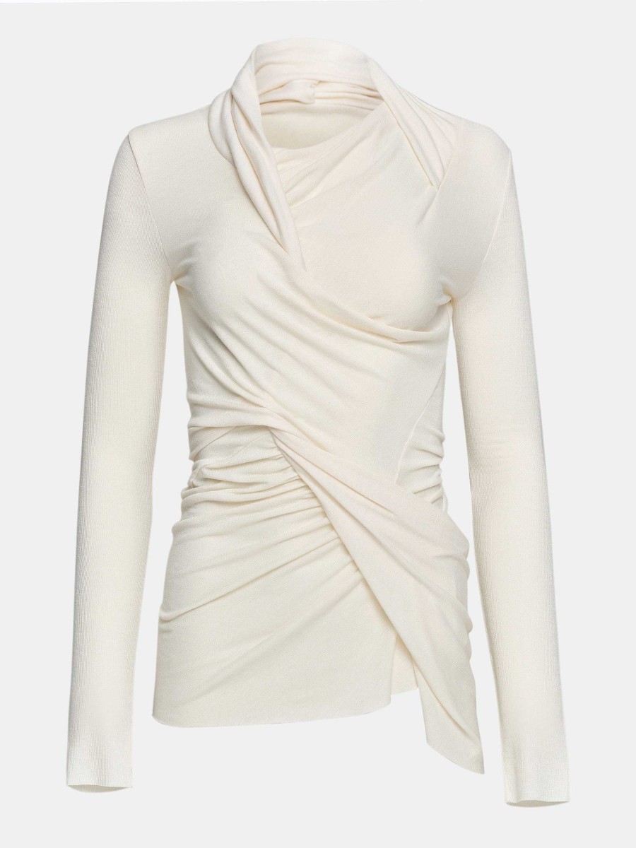 Source Unknown Folgore Asymmetric Drape Top, Ivory