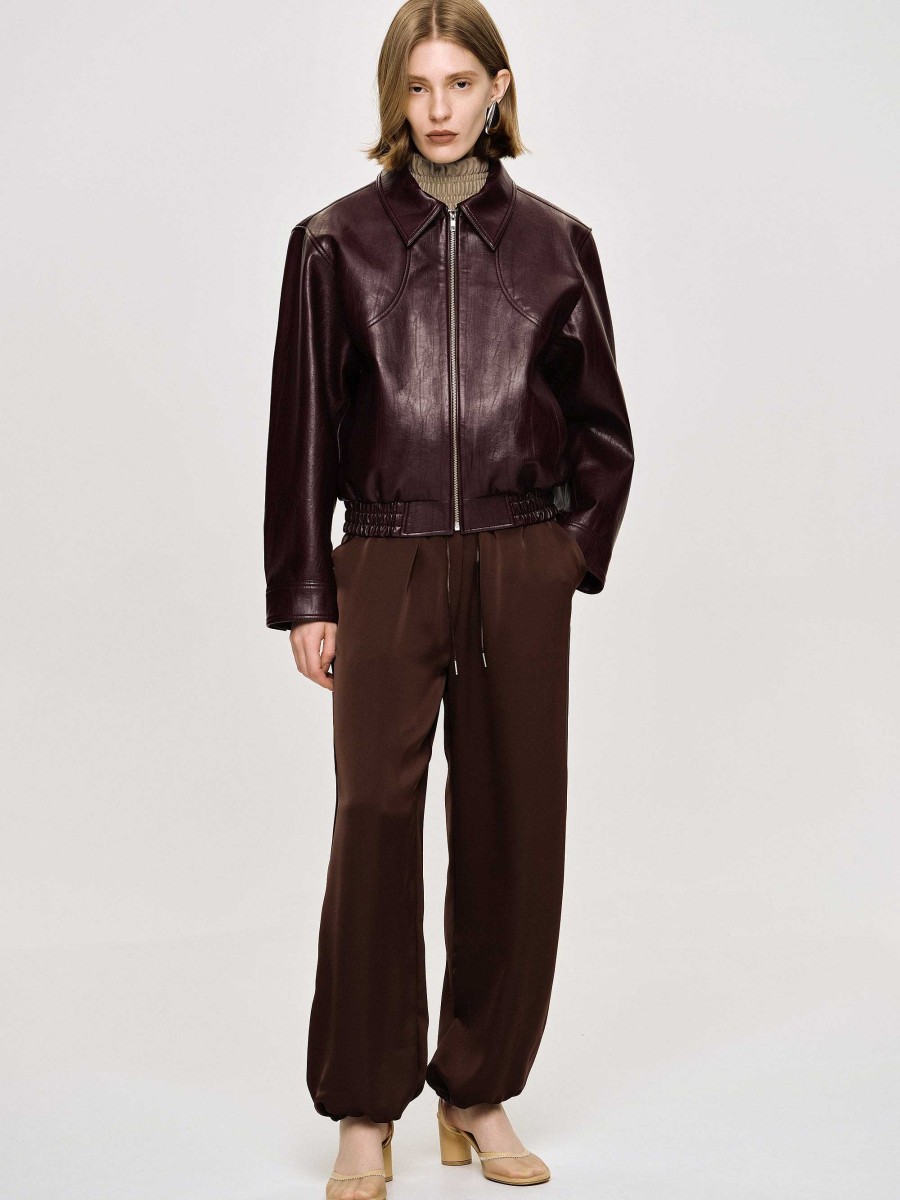 Source Unknown Ennio Faux-Leather Bomber Jacket,