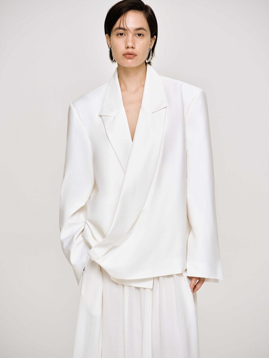 Source Unknown Baia Boxy Wrap Blazer, White