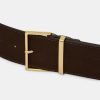 Source Unknown Square Buckle Suede Belt, Espresso