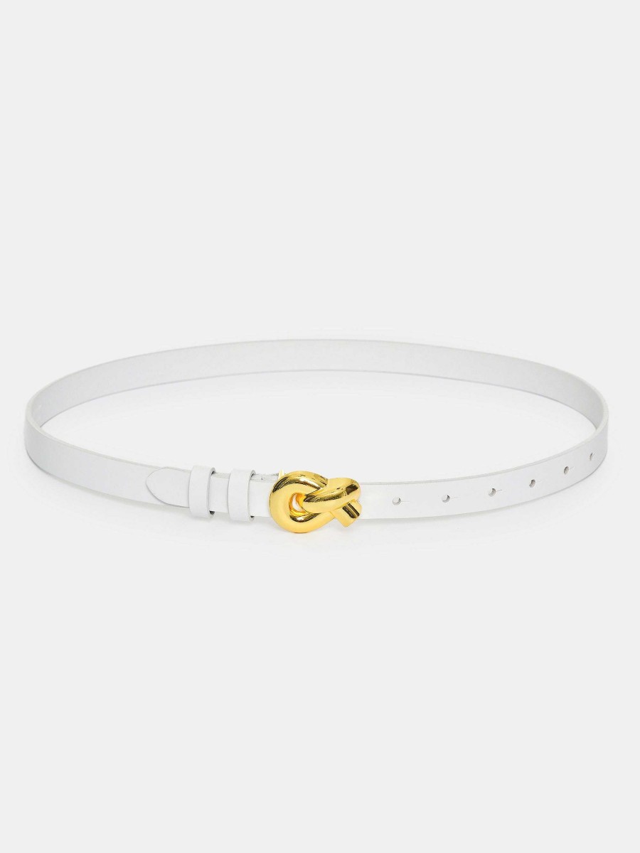 Source Unknown Twisted Knot Buckle Belt, White