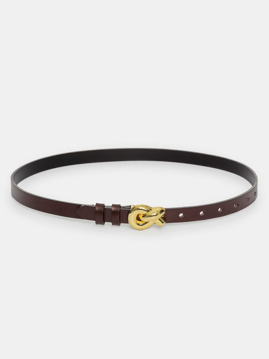 Source Unknown Twisted Knot Buckle Belt, Brown