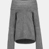 Source Unknown Becca Oversized High Roll Knit Pullover, Storm Grey