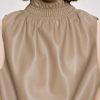 Source Unknown Sleeveless Leather Top, Beige