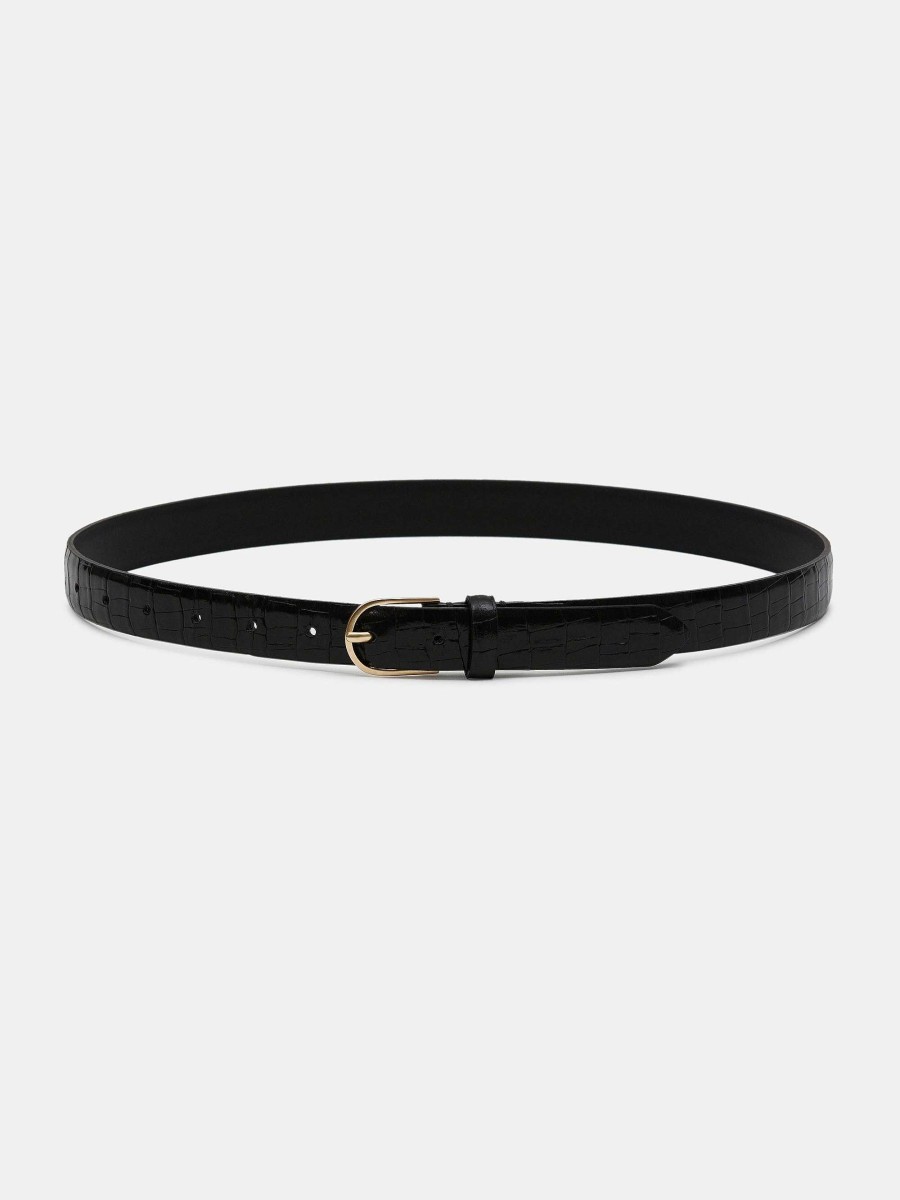 Source Unknown Croc-Effect Belt, Black