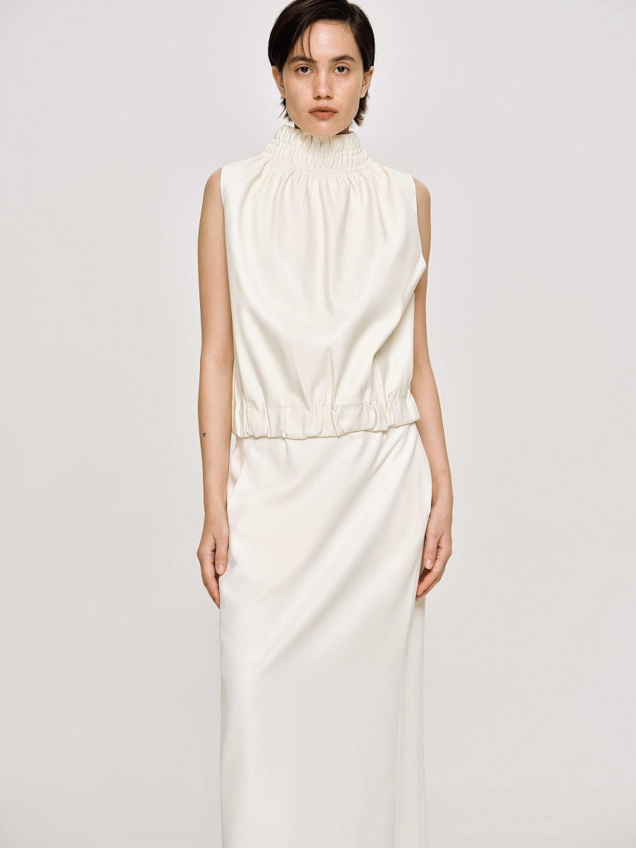 Source Unknown Sleeveless Leather Top, Ivory