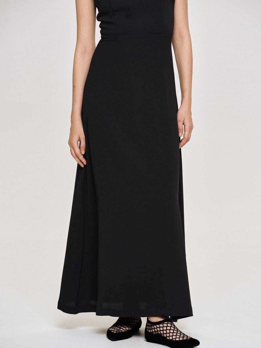 Source Unknown Fitted Maxi Dress, Black