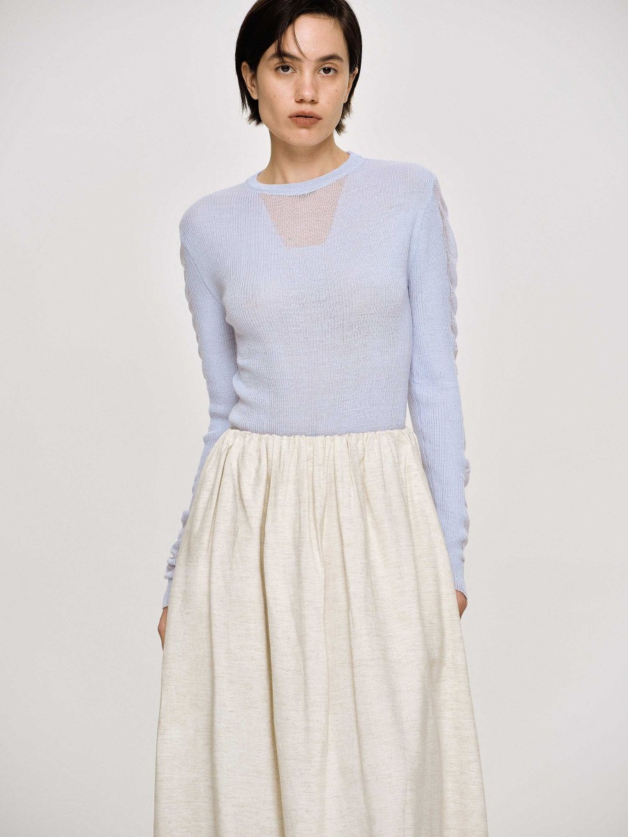 Source Unknown Sheer Sleeve Knit, Sky Blue