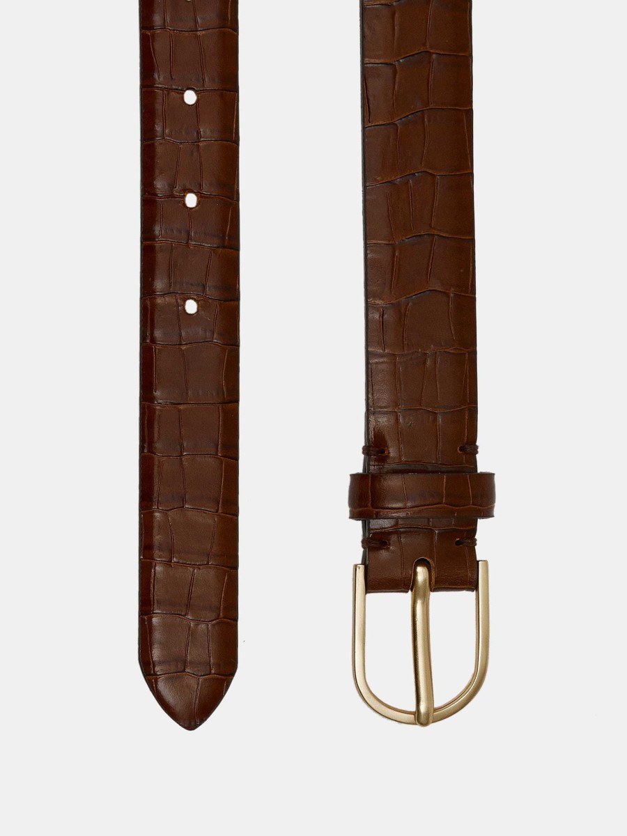 Source Unknown Croc-Effect Belt, Brown