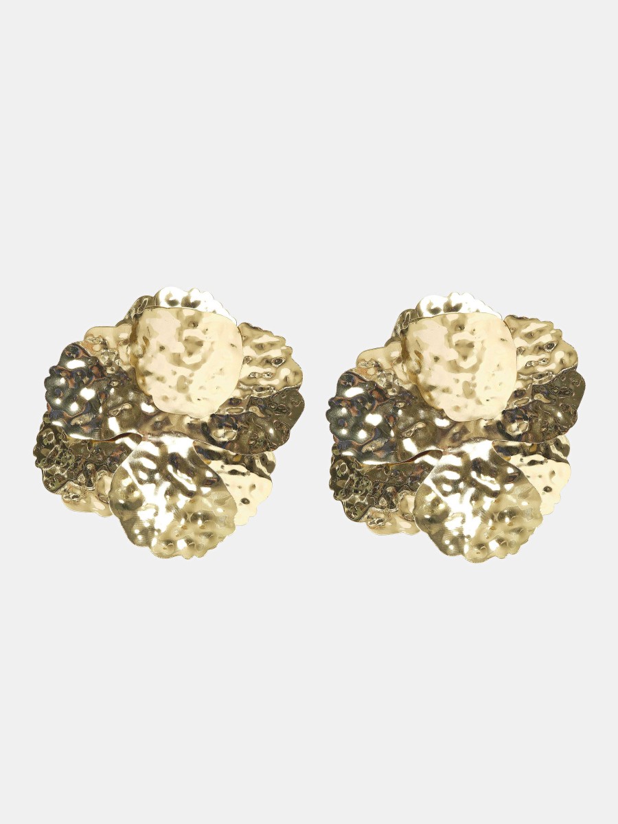 Source Unknown Irregular Petal Earrings, Gold