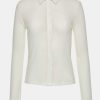 Source Unknown Pietro Semi-Sheer Collar Top, White