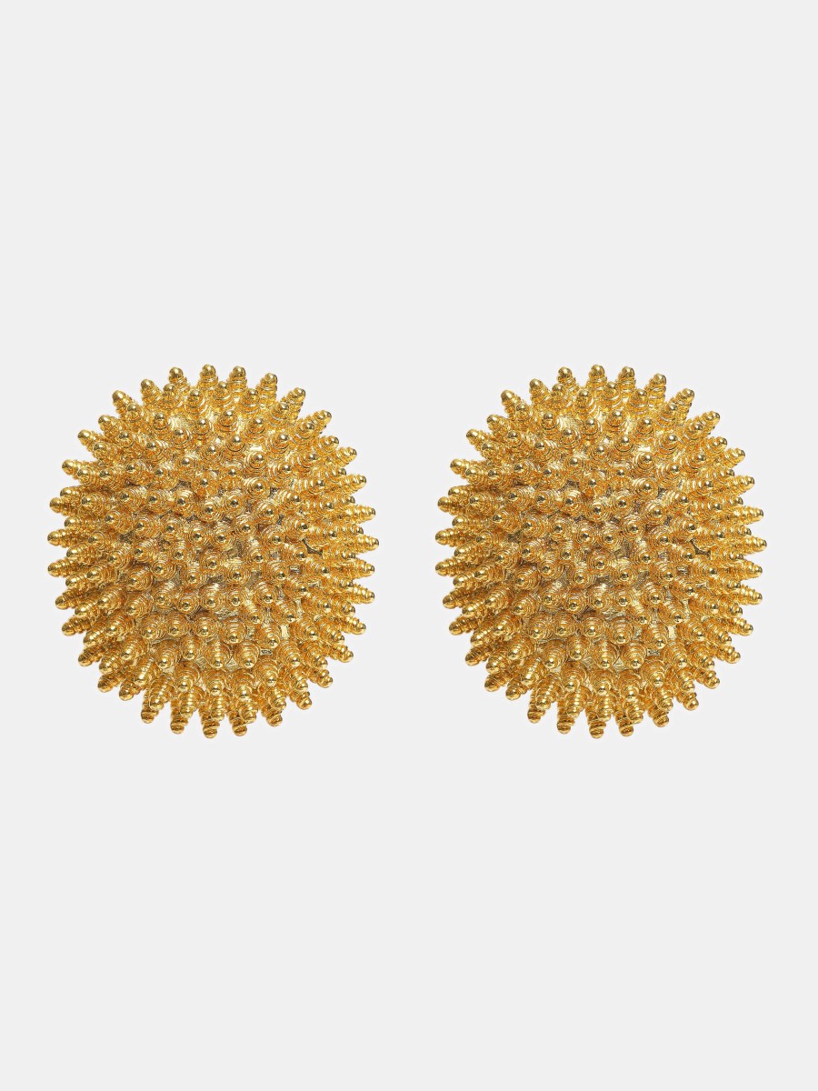 Source Unknown Beaded Ball Earrings, Gold