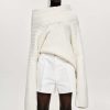 Source Unknown Becca Oversized High Roll Knit Pullover, White