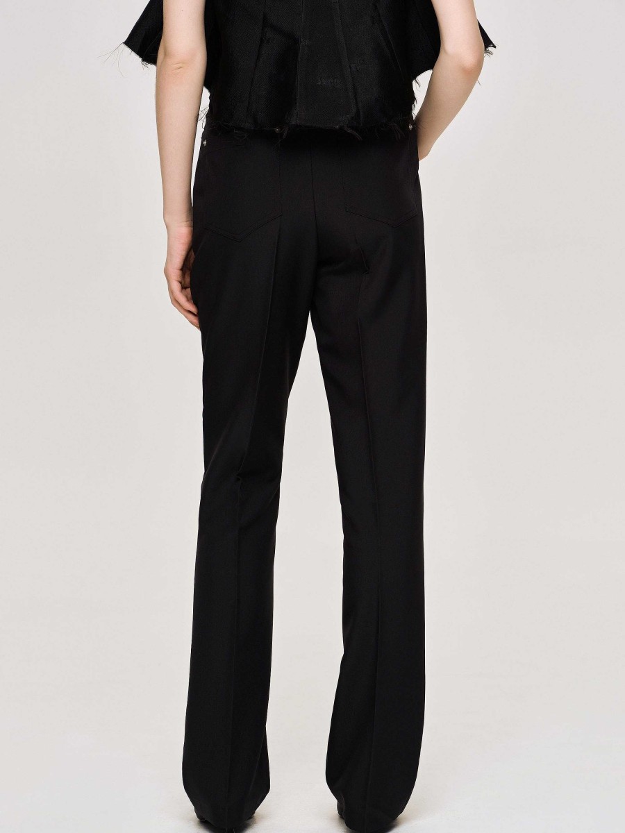 Source Unknown Creased Slim Trousers, Black