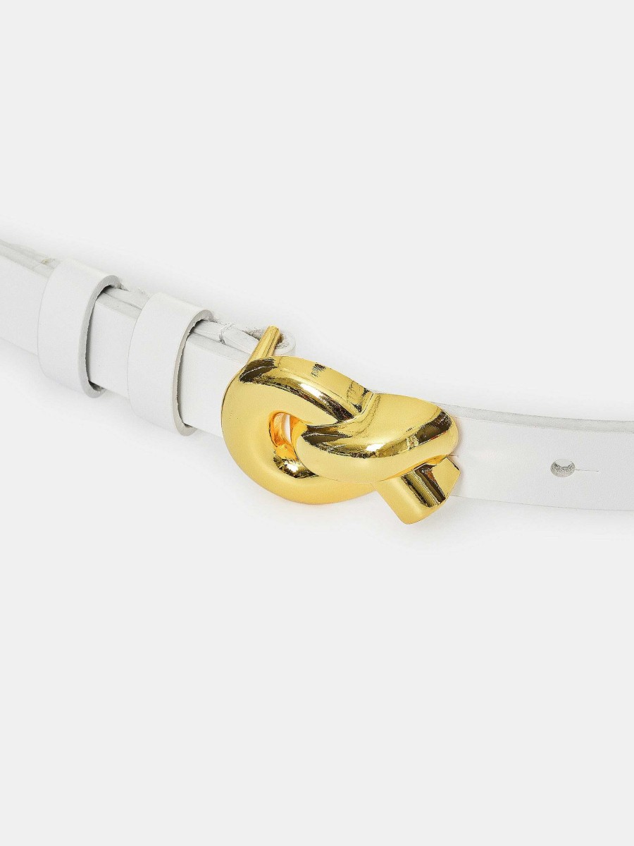 Source Unknown Twisted Knot Buckle Belt, White