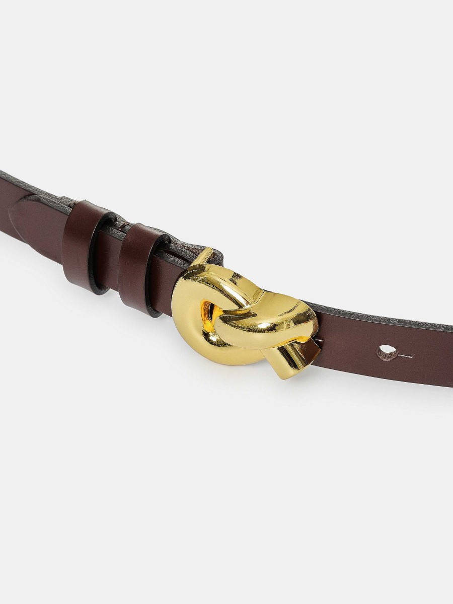 Source Unknown Twisted Knot Buckle Belt, Brown