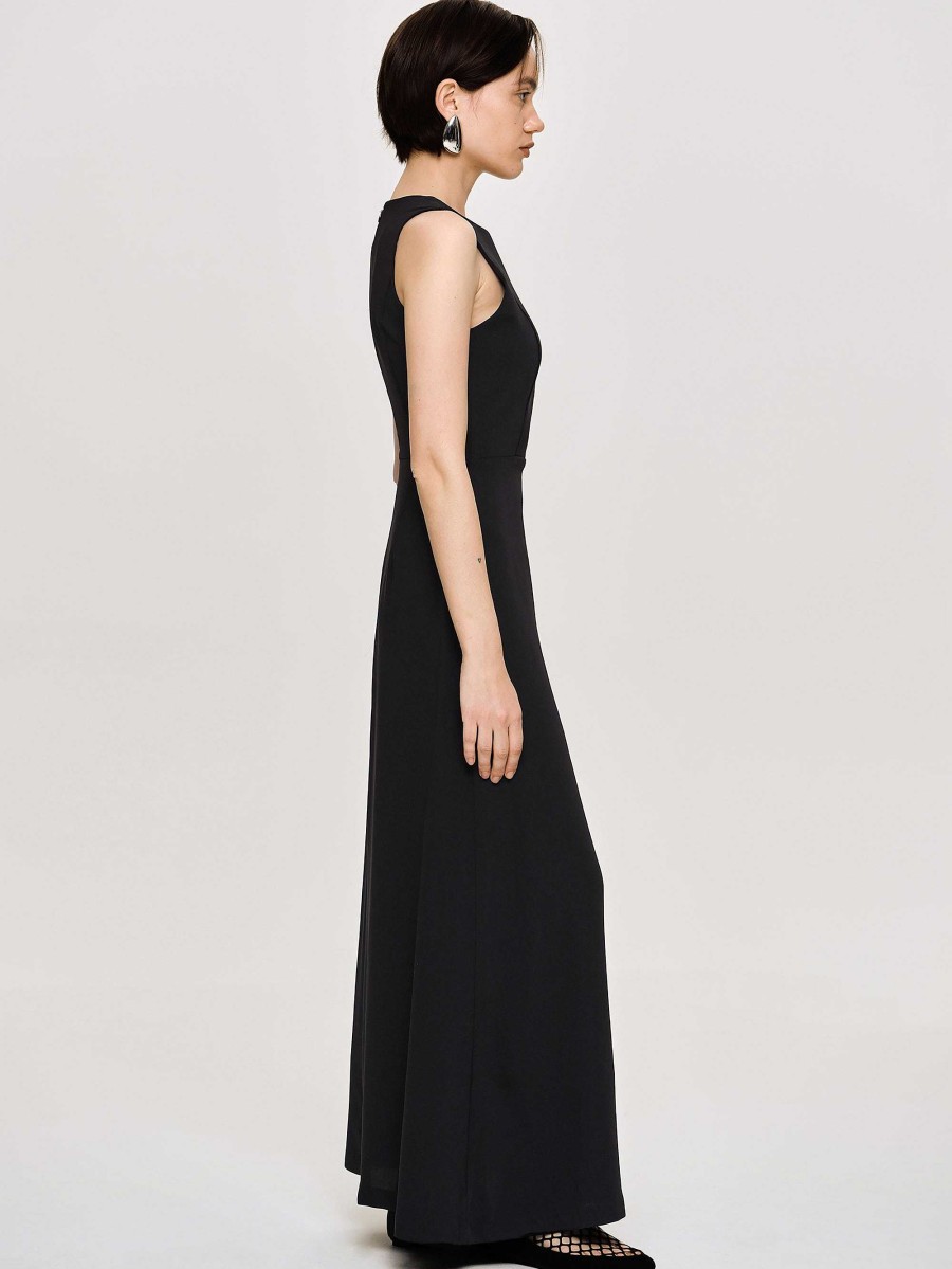 Source Unknown Fitted Maxi Dress, Black