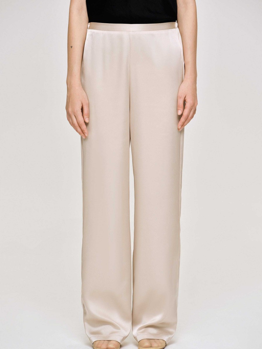 Source Unknown Satin-Crepe Pants, Champagne