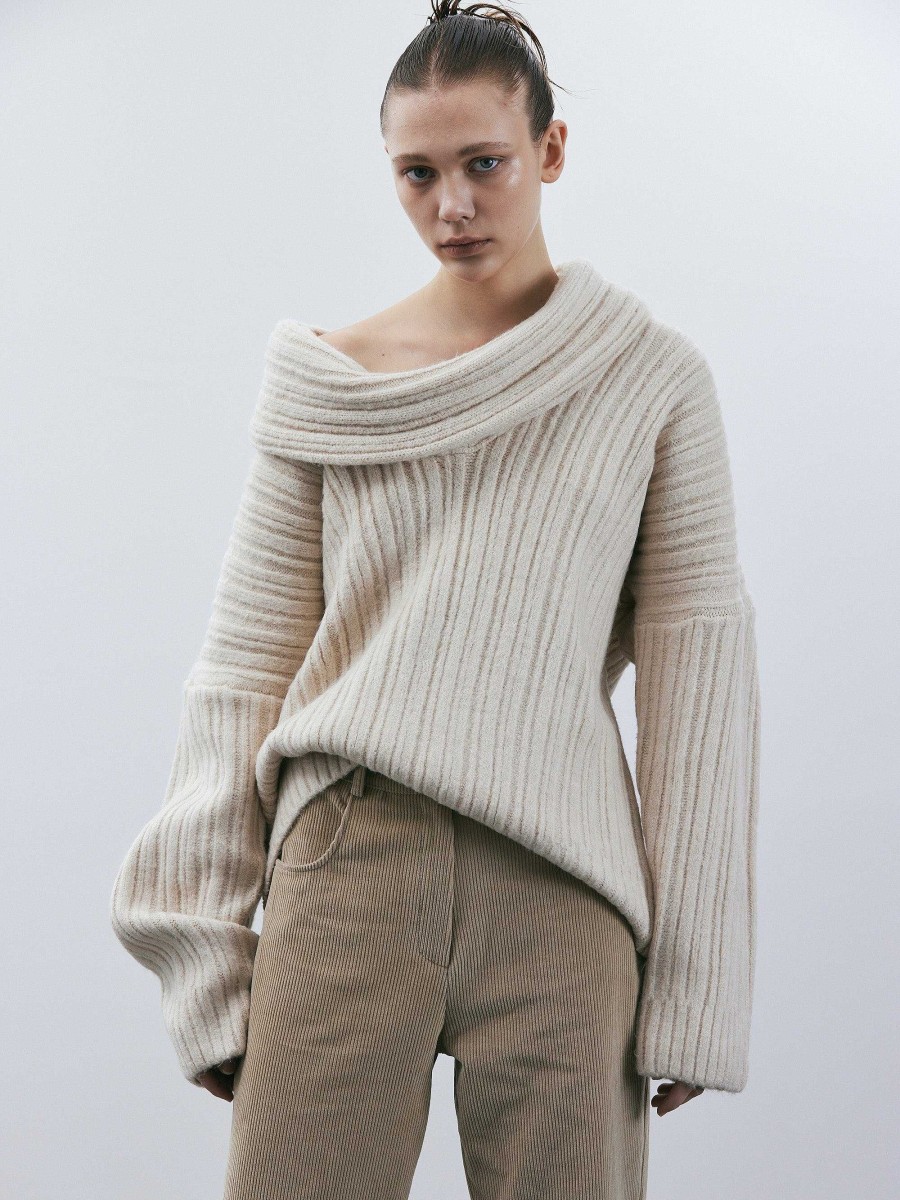 Source Unknown Becca Oversized High Roll Knit Pullover, Birch