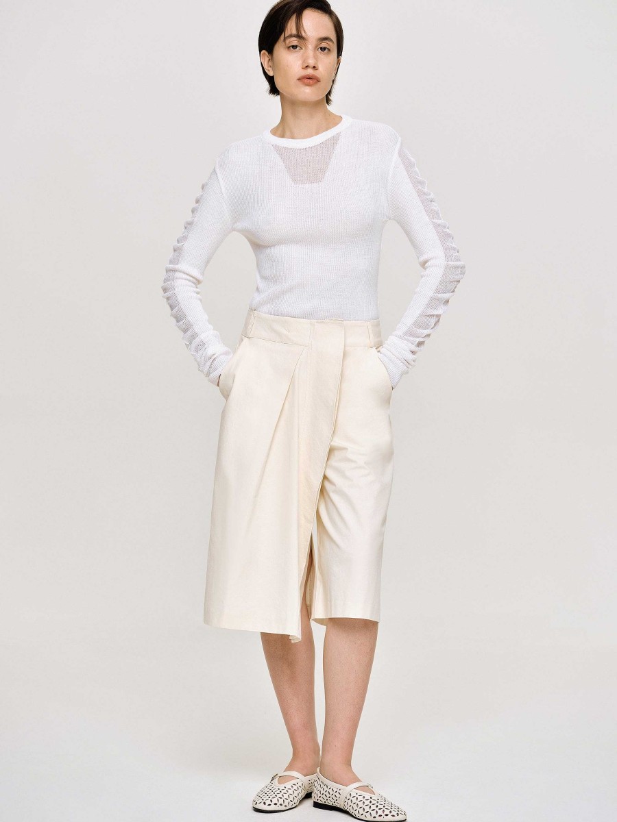 Source Unknown Sheer Sleeve Knit, White