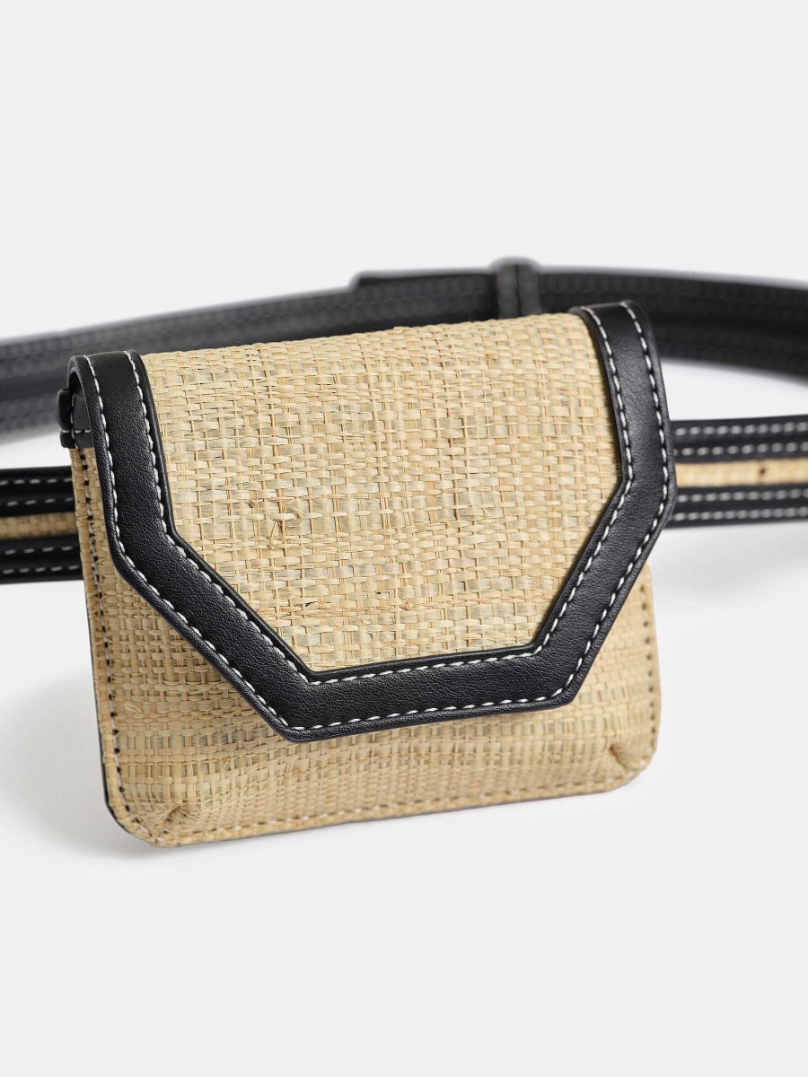 Source Unknown Small Raffia Belt Bag, Natural