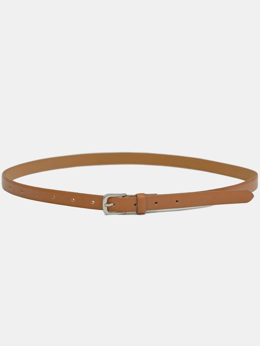 Source Unknown Thin Leather Belt, Camel