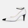 Source Unknown Ester Bicolor Ankle-Strap Heels, White