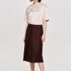 Source Unknown Pleated Midi Skirt, Black Cherry