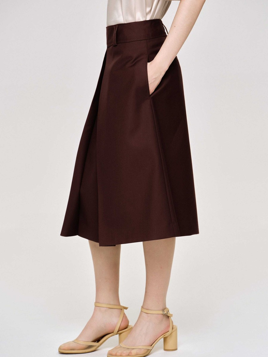 Source Unknown Pleated Midi Skirt, Black Cherry