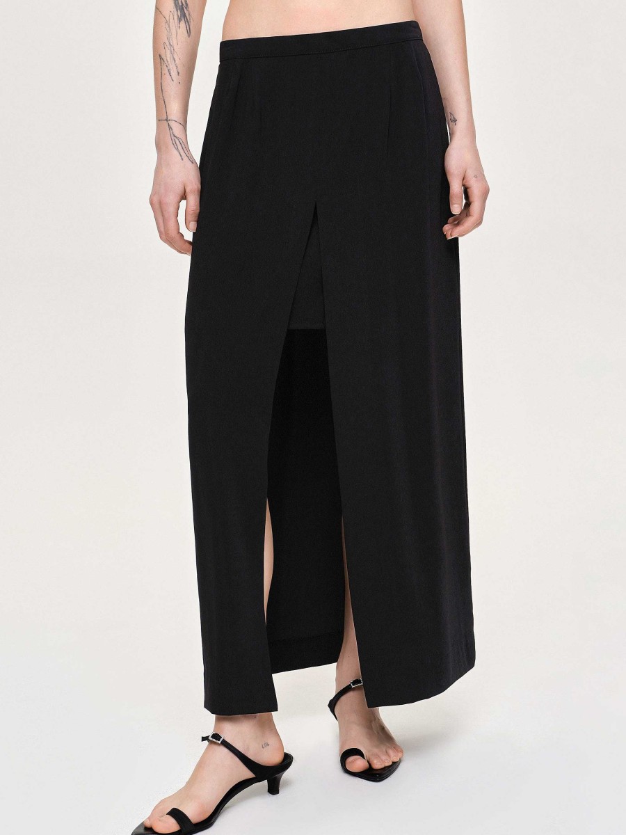 Source Unknown Slit Maxi Skirt, Black