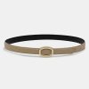 Source Unknown Round Hexagon Leather Belt, Beige/Gold