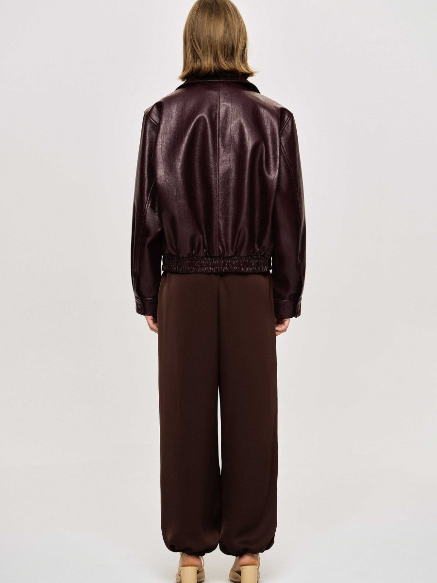 Source Unknown Ennio Faux-Leather Bomber Jacket,